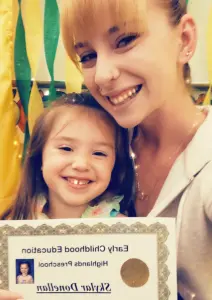 With daughter