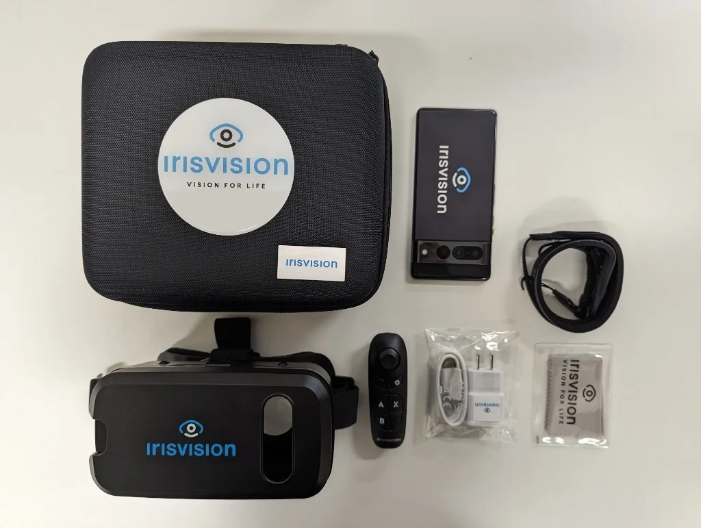 What’s in the Vista case — headset, display unit, remote, charger, cleaning cloth, and lanyard
